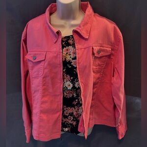 Womens Denim Jean Jacket Melon Color North Crest Brand Plus Size XL 18
